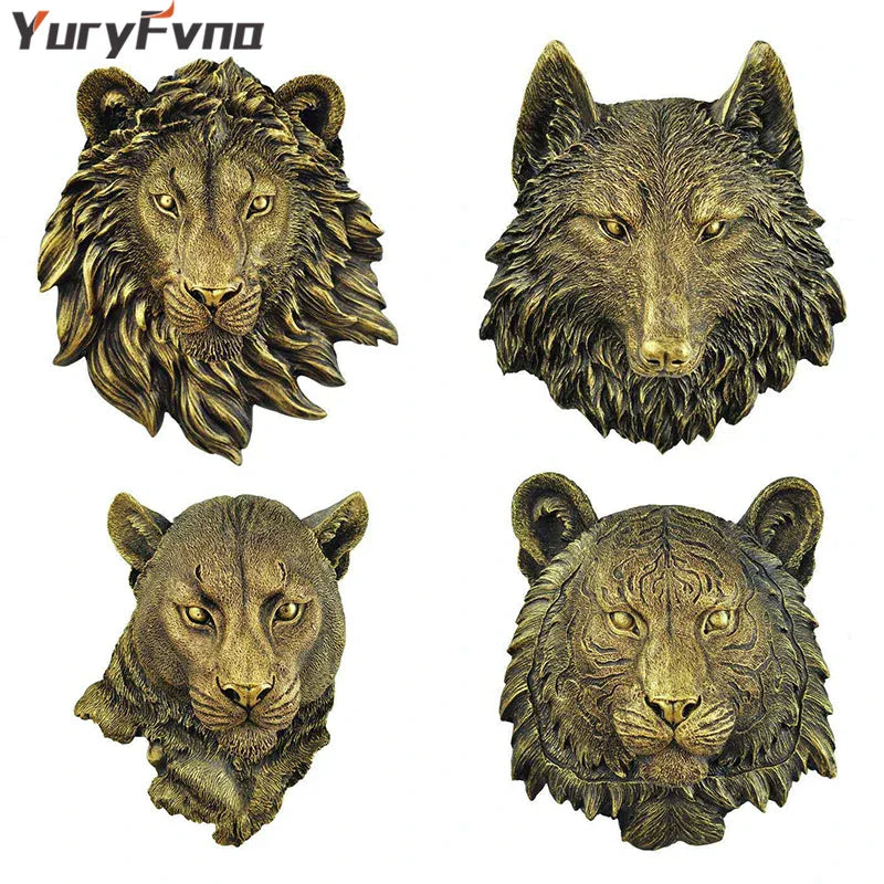 DecorBites™ Animal Head Wall Hanger: Decorative Resin Wildlife Hook Rack Statue