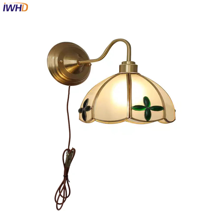 DecorBites™ Glass Brass Wall Sconce LED Light Fixture for Dining Living Room