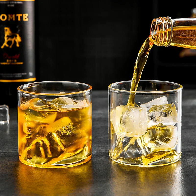 DecorBites™ Glacier Wine Cup: Japanese Style Whisky Glass with Fuji Artwork