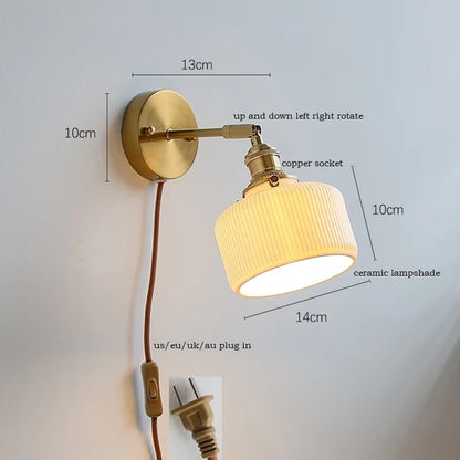 DecorBites™ Ceramic Wall Sconce with Adjustable Iron Arm for Living Room Décor
