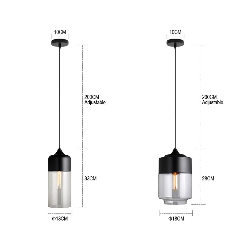 DecorBites™ Black Glass Pendant Lights: Modern Nordic Chandelier for Dining Room, Kitchen, Bedroom, and Restaurant