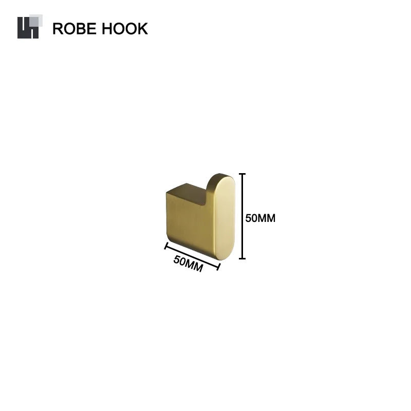 DecorBites™ Gold Bathroom Accessories Set: Towel Bar Rail, Toilet Paper Holder, Towel Rack, Hook