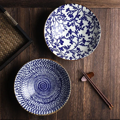 DecorBites™ 9.5" Ceramic Japanese Ramen Bowl Large Soup Salad Rice Microwave Dinnerware
