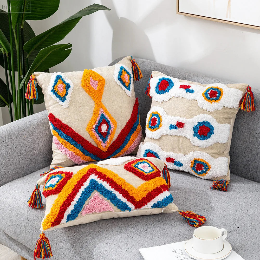 DecorBites™ Boho Tassel Macrame Throw Pillow Covers - Luxury Home Decor for Bed Sofa