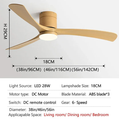 DecorBites™ 46" Modern Black Ceiling Fan with Remote Control and LED Light