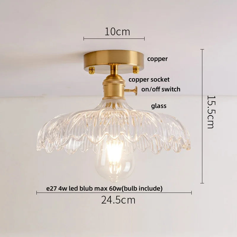 DecorBites™ Amber Glass LED Ceiling Lights Modern Nordic Kitchen Living Room Lighting
