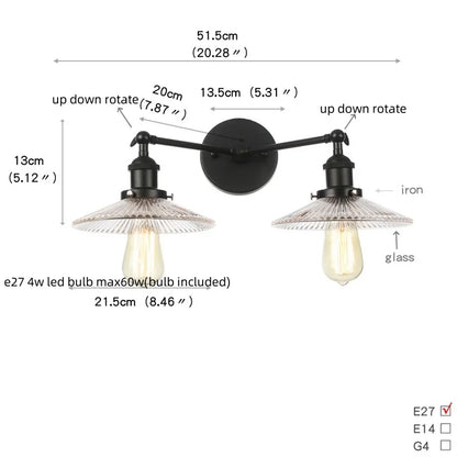 DecorBites™ Black LED Wall Sconce 2-Head Lamp for Bedroom Bathroom Mirror