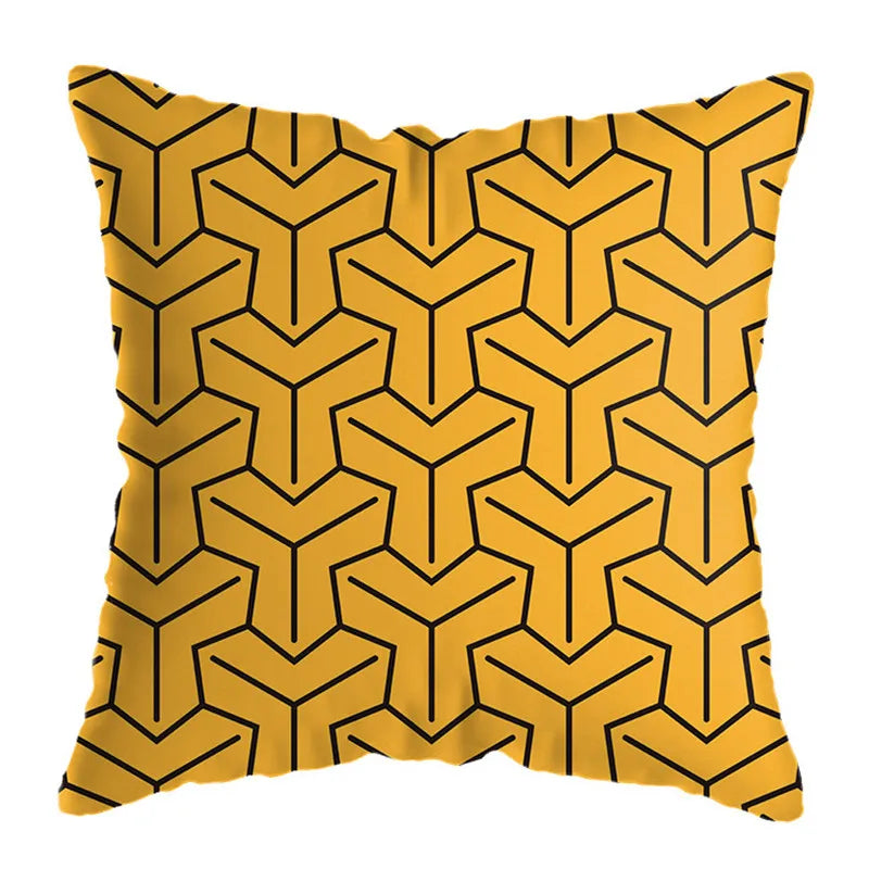DecorBites™ Geometric Deer Print Pillowcase 45x45cm - Yellow Home Decor