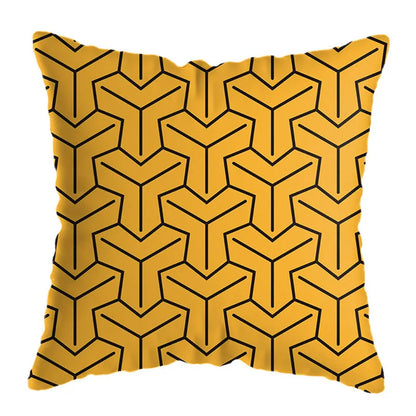 DecorBites™ Geometric Deer Print Pillowcase 45x45cm - Yellow Home Decor