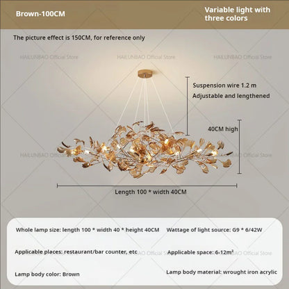 DecorBites™ Gingko Leaf Chandelier: Modern Luxury Art Decor for Home, Restaurant & Bar