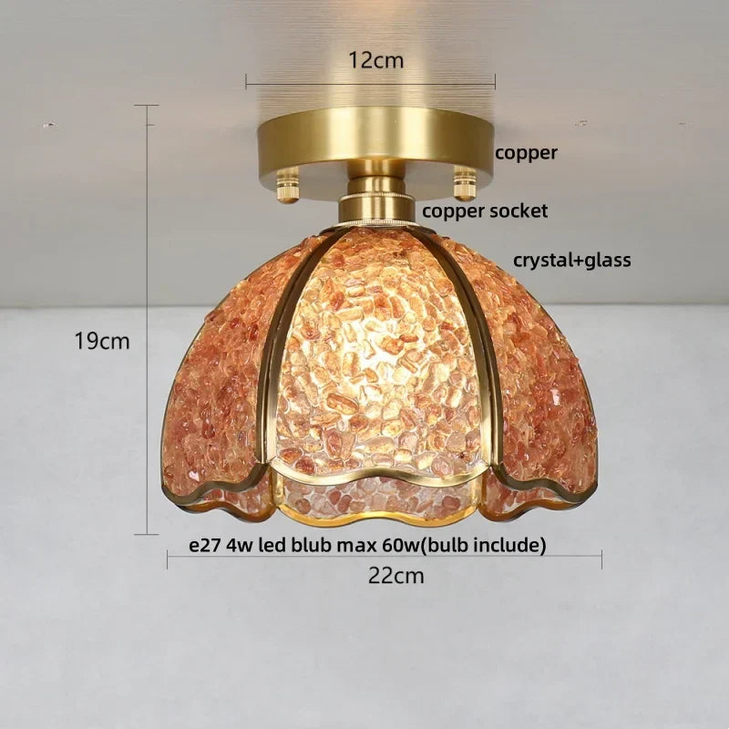 DecorBites™ Copper Canopy LED Ceiling Light Glass Crystal Nordic Modern Decor for Home