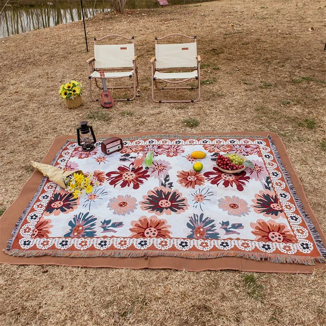 DecorBites™ Bohemian Cotton Plaid Sofa Blanket - Anti-Slip Knitted Decorative Home Cover