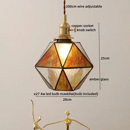 DecorBites™ Glass Copper LED Hanging Light: Nordic Pendant Lamp, Living Room Bedroom Coffee Knob Switch