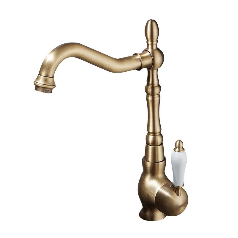 DecorBites™ Antique Bronze Basin Faucet Hot & Cold Brass Bathroom Sink Lavatory Kitchen Faucet