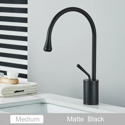 DecorBites™ Gold Tall Basin Faucet, 360 Swivel Waterfall Mixer for Bathroom Washbasin