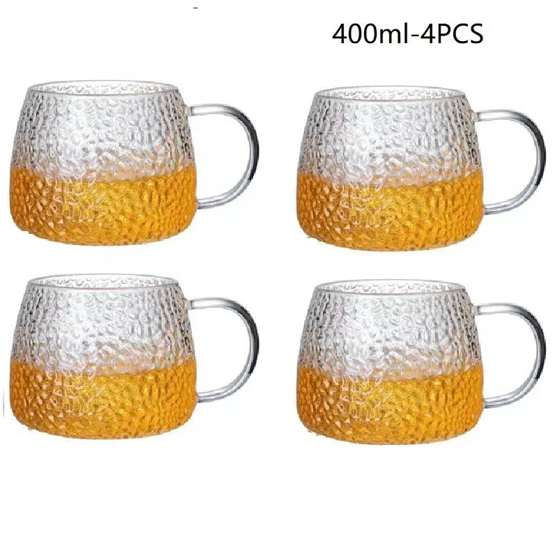 DecorBites™ Borosilicate Glass Water Cup with Handle - Heat Insulation Lemon Tea & Juice Cup
