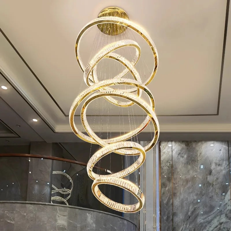 DecorBites™ Crystal Chandelier Stair Pendant Living Room Interior Lighting