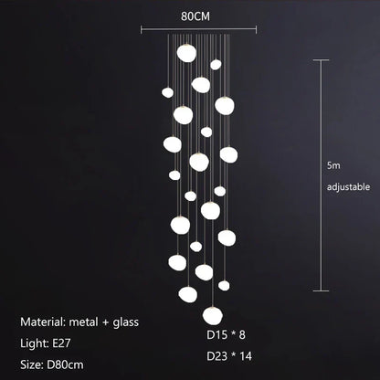 DecorBites™ Cobblestone Glass LED Pendant Lights Chandelier for Villa Hotel Loft Stairway