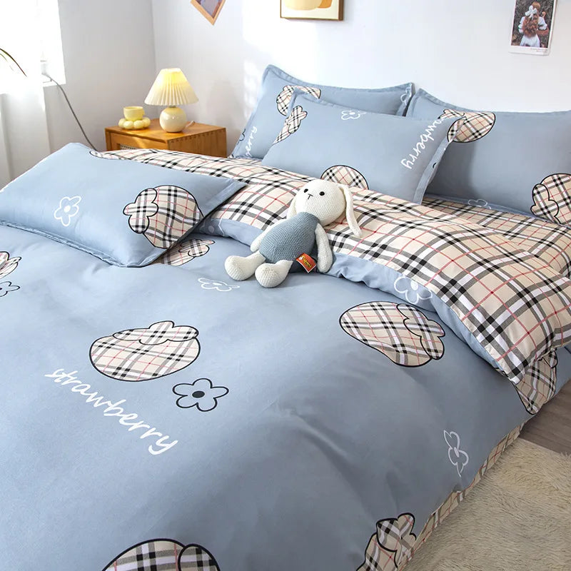 DecorBites™ Lattice Plant Geometric Pattern Bedding Set with Sheet Pillows