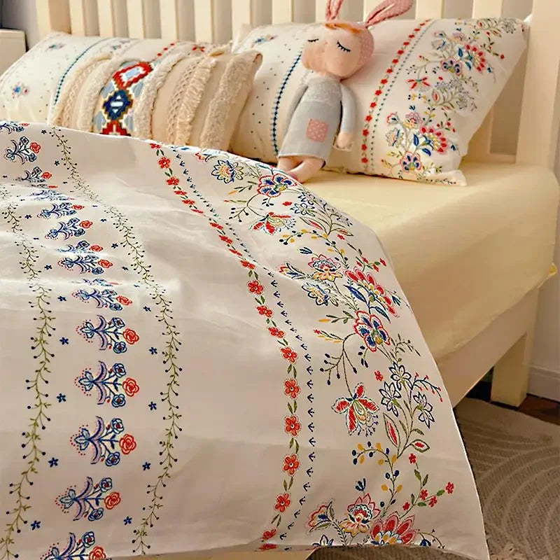DecorBites™ Boho Pattern Printed Cotton Bedding Set for Queen King Bed Linens