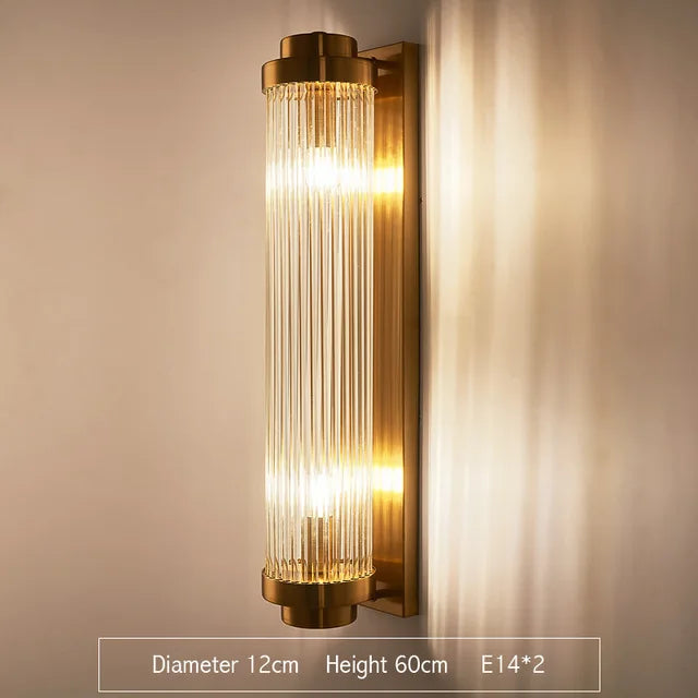 DecorBites™ Crystal Wall Lamp: Elegant Golden LED Sconce for Bedroom, Living Room & Bathroom