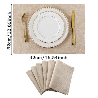 DecorBites™ Kitchen Table Mats Set of 4, 42*32cm, Cotton Linen Coasters for Dining Home Decor