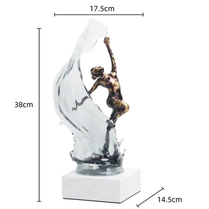 DecorBites™ Ballet Dancer Figure Sculpture Clear Water Wave Home Decor