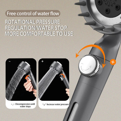 DecorBites™ Adjustable High Pressure Shower Head with 3 Modes and Hose Base