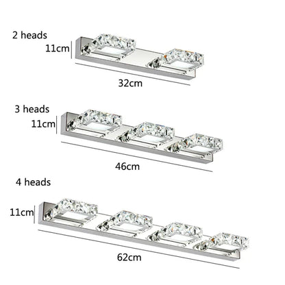 DecorBites™ Crystal LED Mirror Light: Modern Bathroom Wall Sconce Stainless Steel Lighting Fixtures