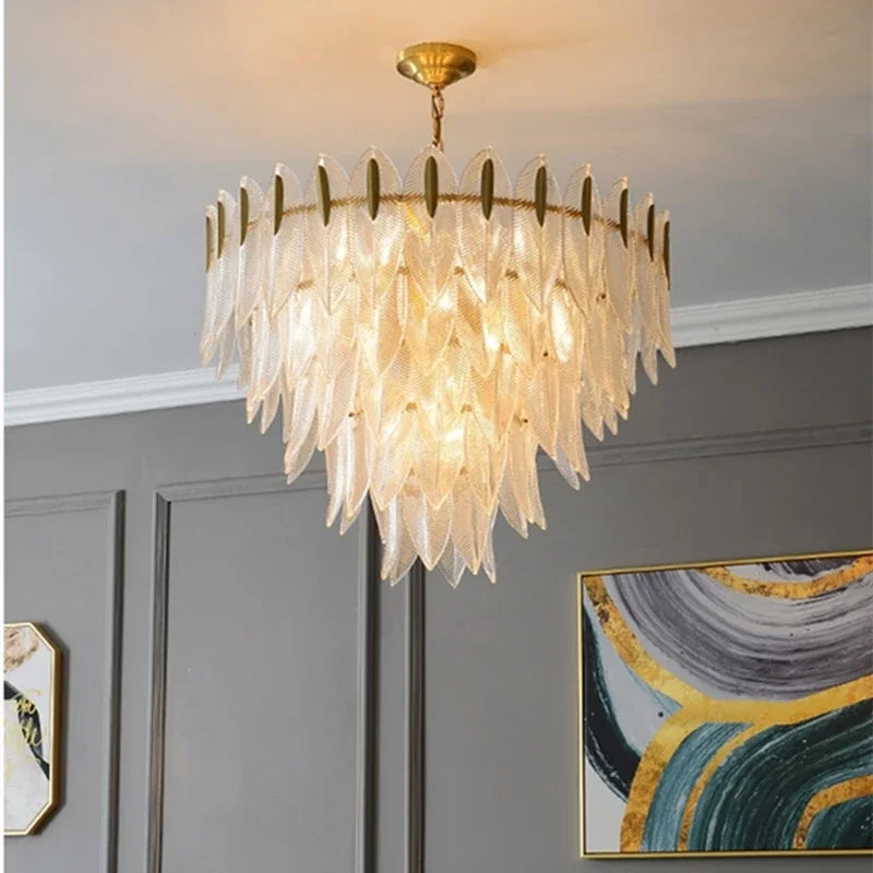 ™ Leaf Glass Chandelier - Nordic Style Light Luxury Pendant Lamp