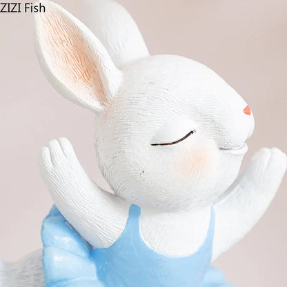 DecorBites™ Ballet Rabbit Dancer Sculpture - Cute Ballerina Statue for Modern Desk Decor