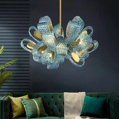 DecorBites™ Luxe Copper Leaf LED Ceiling Chandelier for Home, Bedroom, and Dining Room