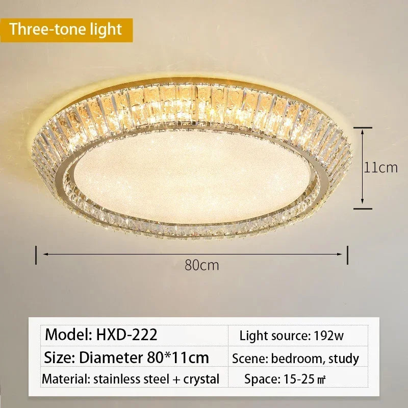 ™ Gold Crystal Glass LED Ceiling Light for Dining Living Room