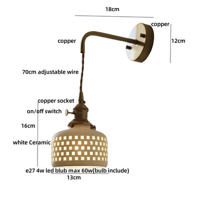 DecorBites™ Ceramic LED Wall Sconce Light Fixture with Pull Chain Switch