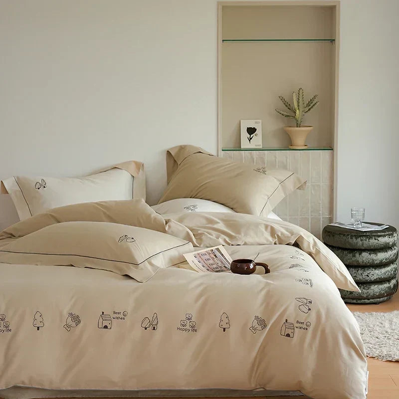DecorBites™ Brushed Volcanic Fleece Bedding Set: Luxe 100% Cotton Duvet Cover & Pillowcases