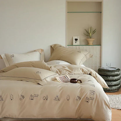 DecorBites™ Brushed Volcanic Fleece Bedding Set: Luxe 100% Cotton Duvet Cover & Pillowcases