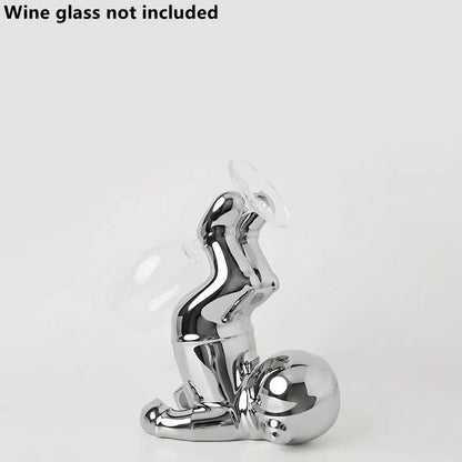 DecorBites™ Astronaut Ceramic Wine Rack: Handmade Bar Accessories, Animal Sculpture Figurine