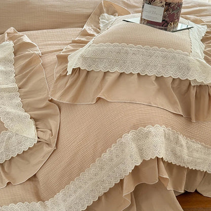 DecorBites™ French Lace Ruffles Bedding Set - Soft and Skin-friendly Duvet Cover Set