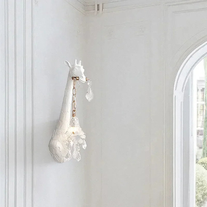 DecorBites™ Giraffe Love Wall Lamp: Resin Animal Atmosphere Bedside Lighting for Cute Room Decor