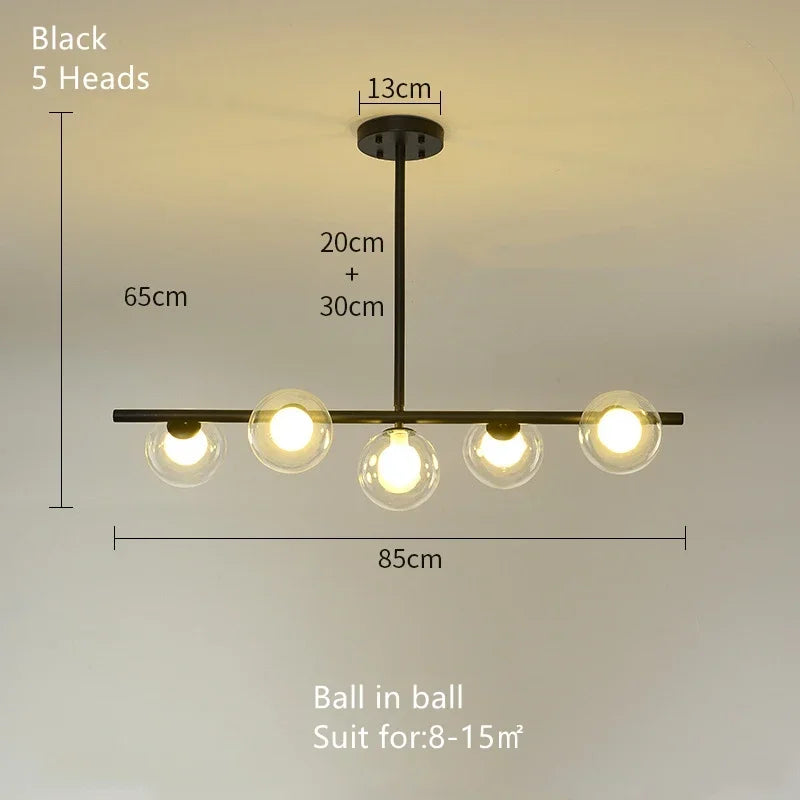 DecorBites™ Glass Ball Chandelier - Modern LED Pendant Lamp for Home Decor