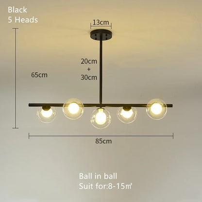 DecorBites™ Glass Ball Chandelier - Modern LED Pendant Lamp for Home Decor