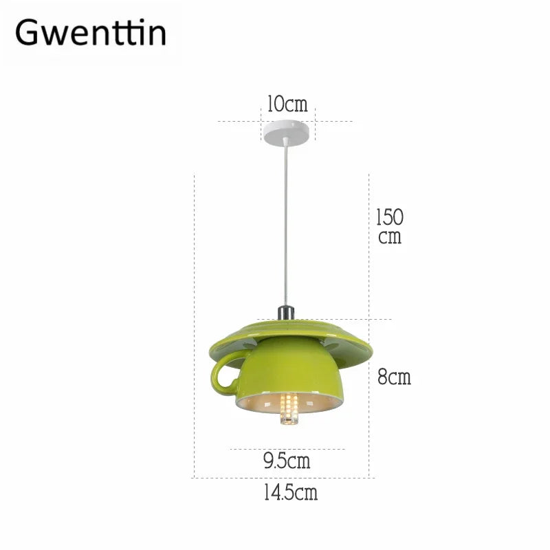 DecorBites™ Ceramic Cup Pendant Lights Ceiling Chandeliers Modern Hanging Lamp