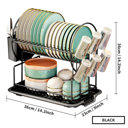 ™ Kitchen Organizer Rack with Drainboard for Dishes, Utensils, and Cups