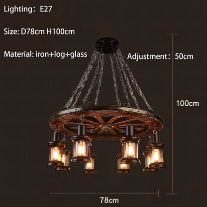DecorBites™ Iron Wheel LED Pendant Lights - Industrial Metallic Lustre Hanging Lamps