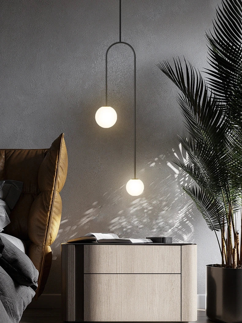 DecorBites™ Arc Line Chandelier: Nordic Suspension Pendant for Living Dining Room Kitchen