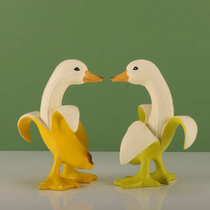 DecorBites™ Banana Duck Sculpture: Cute Funny Animal Figurine for Home Decor
