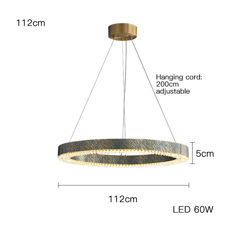 DecorBites™ Blue Copper Crystal LED Ceiling Chandelier for Dinning Room
