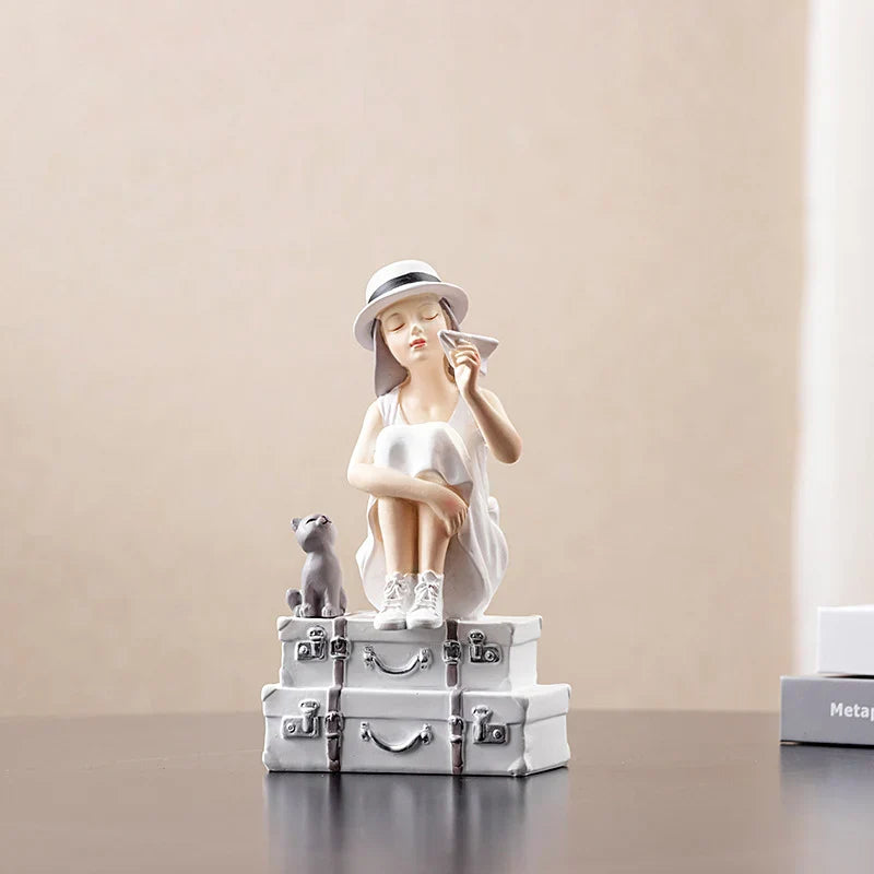 DecorBites™ Kawaii Girl Figurine Sculpture for Room Decor and Desk Accessories