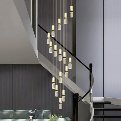 DecorBites™ Crystal Columnar Chandelier for Stairway, Bubble Design for Home, Restaurant, or Bar