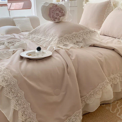 DecorBites™ French Wedding Lace Ruffles Bedding Set